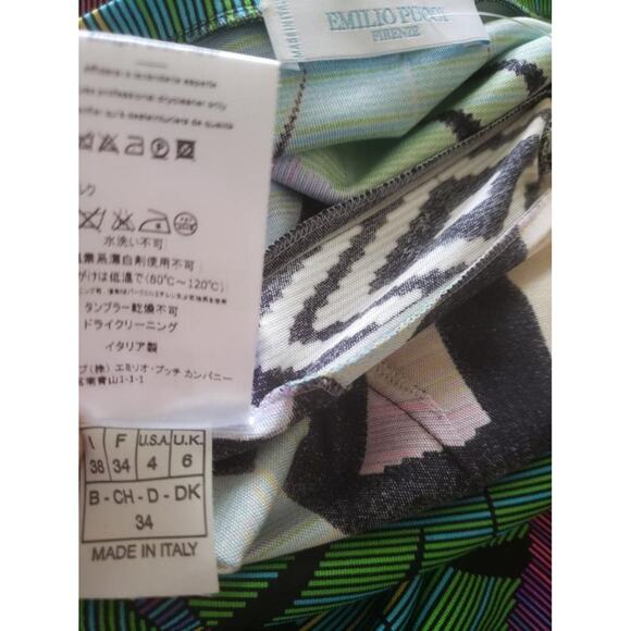 Emilio Pucci Black Multicolor Signature Print Belted Dress 4 US - Picture 10 of 10